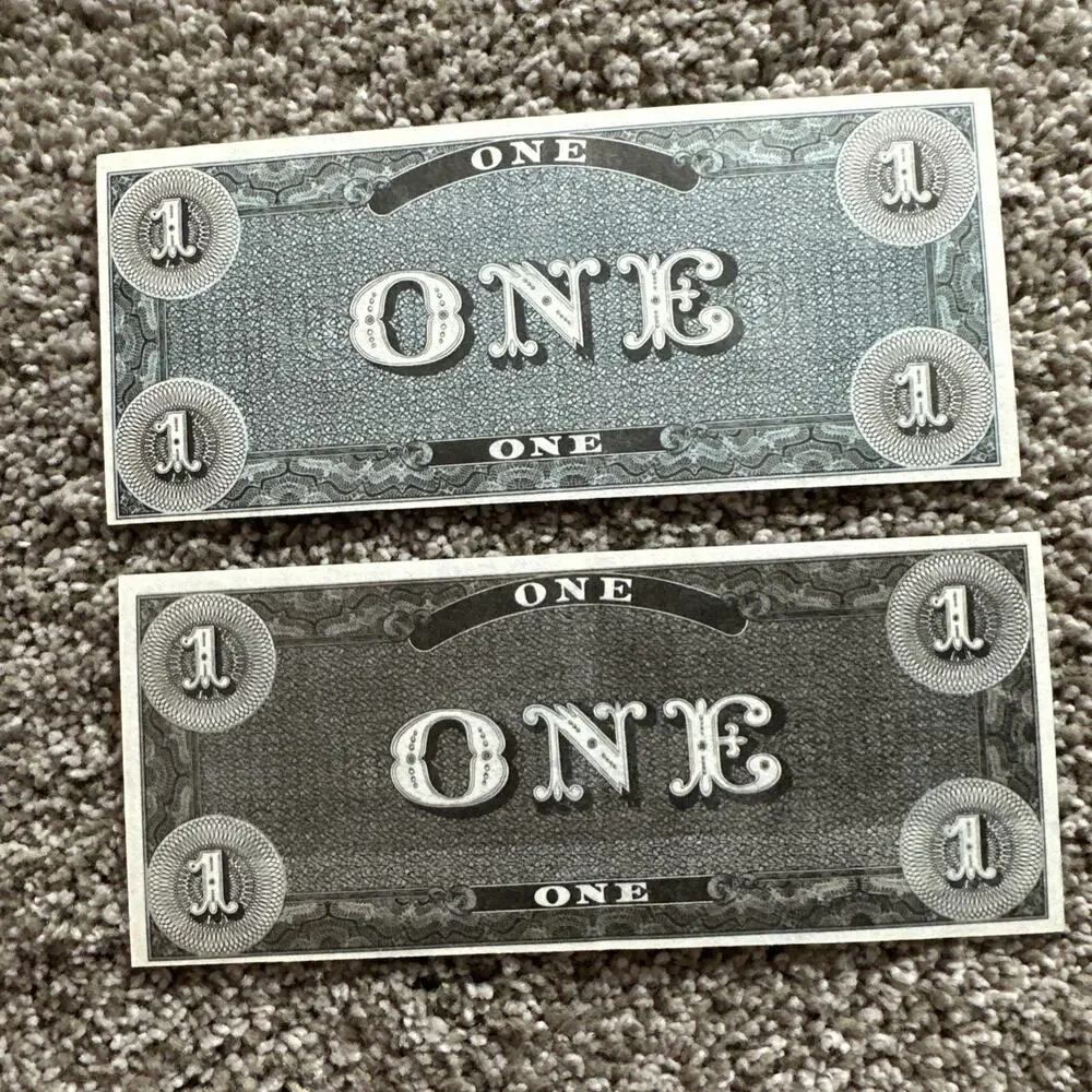 LOT Of 2 1962 TOPPS CIVIL WAR NEWS MONEY $1 DOLLAR BILL SERIAL #3691 & 355